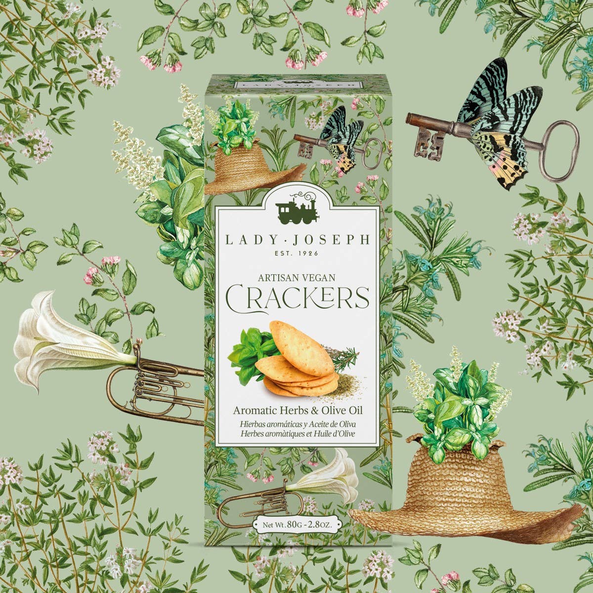 Handgemachte vegane Cracker mit Kräutern, 100g
