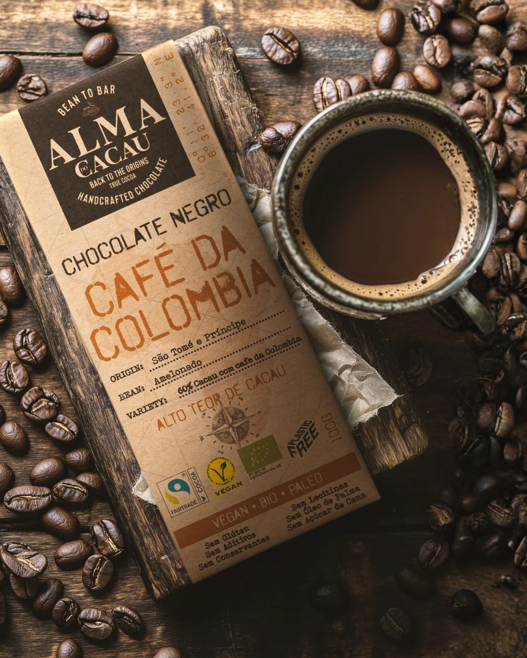 Schokoladentafel Bean to Bar mit Kolumbische Kaffee - 60% Kakaoanteil
