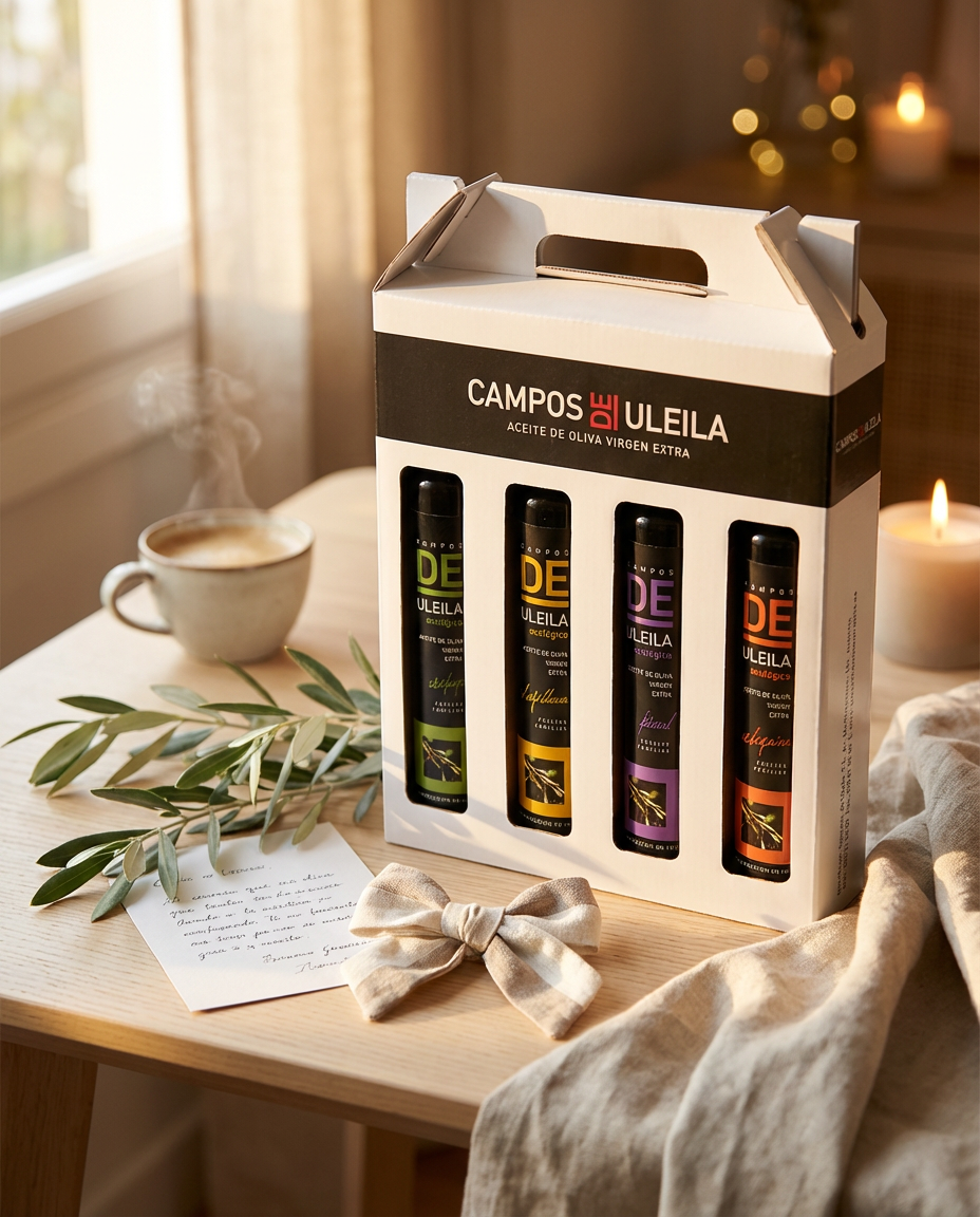 Bio Native Olivenöle Geschenkset – 4 Sorten (Coupage, Hojiblanca, Picual & Arbequina) – 4×250 ml