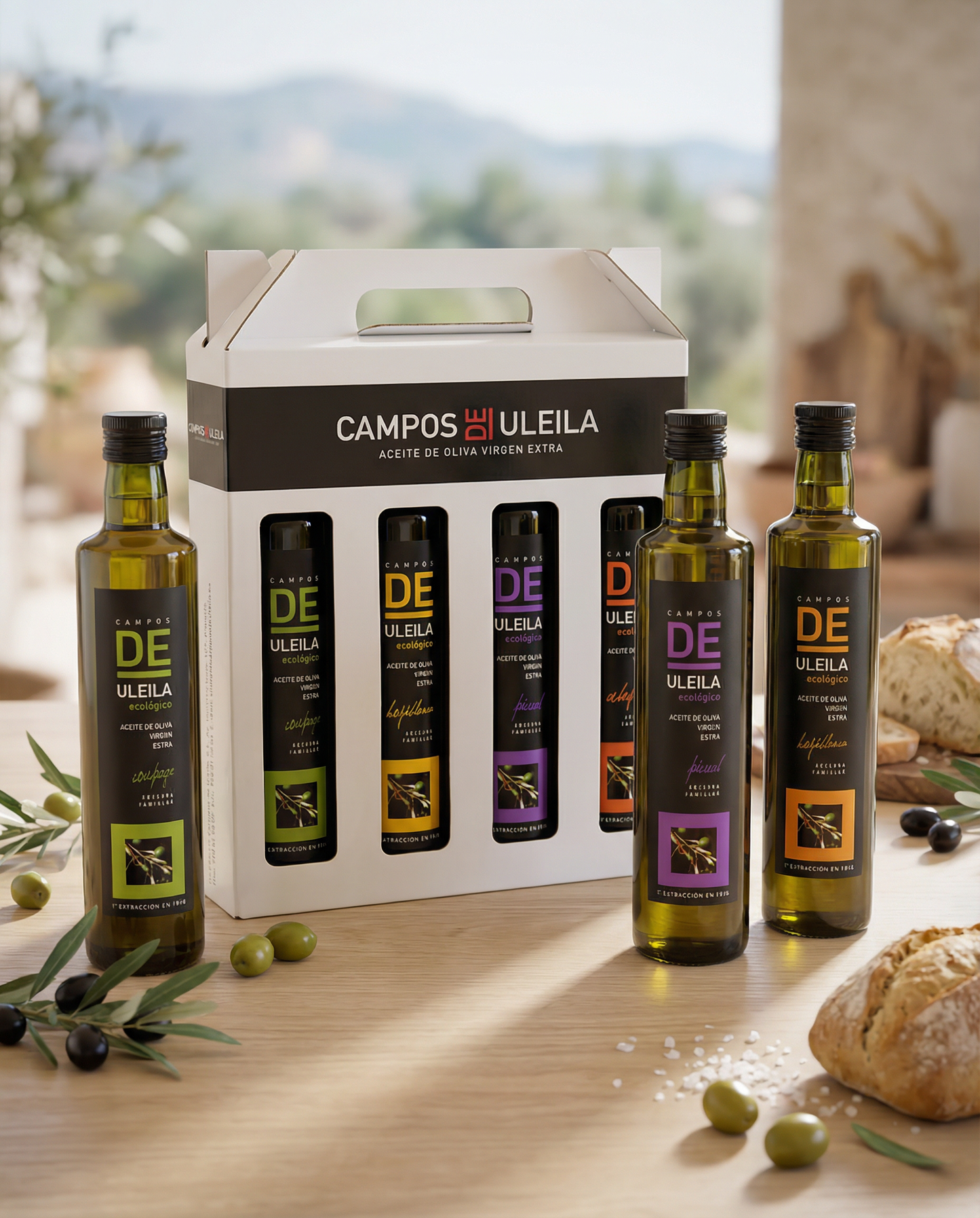 Bio Native Olivenöle Geschenkset – 4 Sorten (Coupage, Hojiblanca, Picual & Arbequina) – 4×250 ml