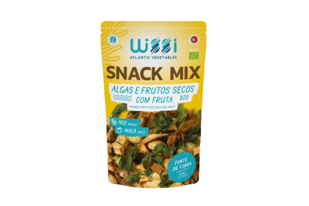 Snack-Mix Algen und Trockenfrüchte Walnuss und Apfel