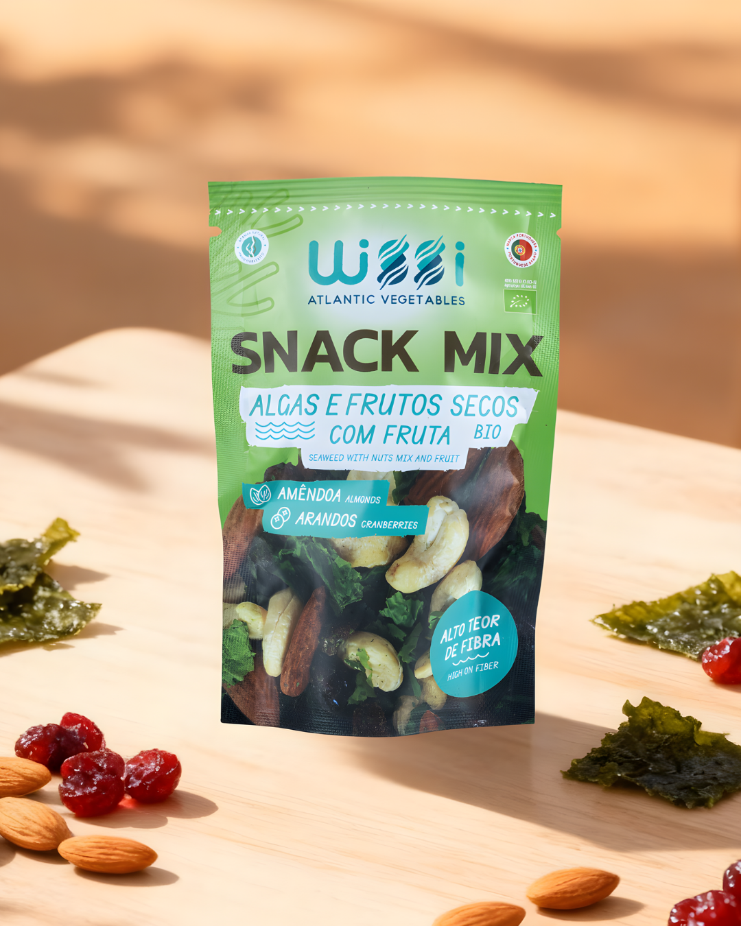 Snack-Mix Seetang und Trockenfrüchte Mandeln und Cranberries, 60g